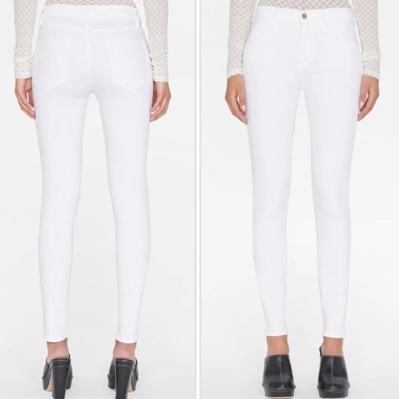 Frame Jeans Skinny White Blanc Cropped Ankle Length Denim Cotton 27 - Picture 1 of 6